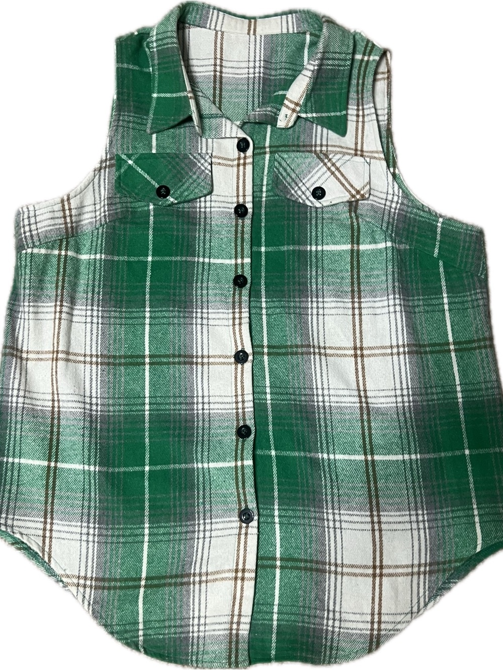 Women’s green plaid sleeveless shirt‎ 2XL